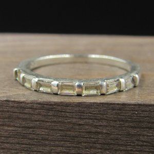 Size 8 Sterling Silver Dirty Baguette Cubic Zirconia Gem Band Ring Vintage